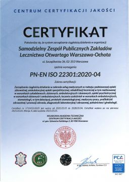 Certyfikat PN-EN ISO 22301