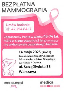 Mammobus ponownie przyjmie pacjentki w przychodni przy ul. Szczęśliwickiej 36