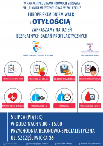 Piknik Medyczny w związku z Europejskim Dniem Walki z Otyłością - badania profilaktyczne w SZPZLO Warszawa-Ochota