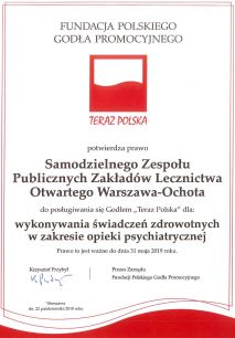 Godło "Teraz Polska" dla naszej psychiatrii