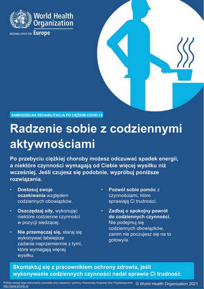 codzienne aktywności plakat informacyjny kampanii Samodzielna rehabilitacja po COVID-19